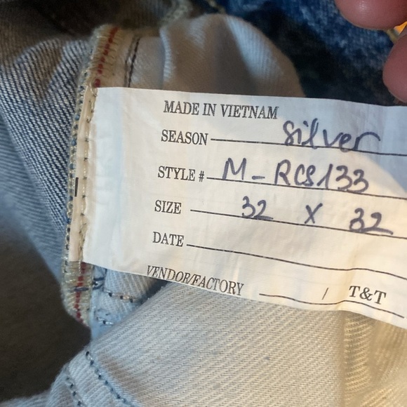 Silver Distressed Denim Shorts Jorts - Picture 3 of 5